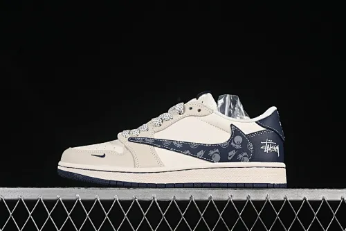 All categories Air Jordan Jordan series basketball shoes Air Jordan 1 Low high-end customized low-top sneakers Travis Scott x Fragment Design x Air Jordan 1 Low OG SP AJ1 Joe 1 Stussi joint rice blue flower hook low-top cultural casual sneakers JJ2508-551